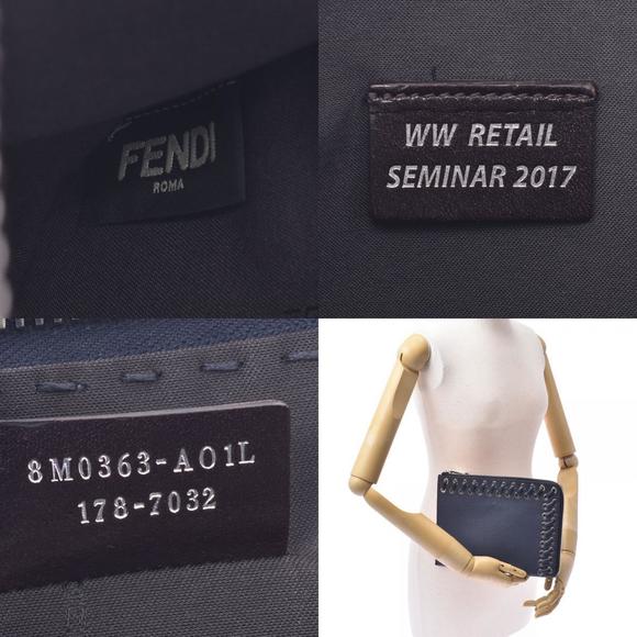 Fendi Flat Bag Blue Navy Pouch Calf Clutch - Picture 12 of 12